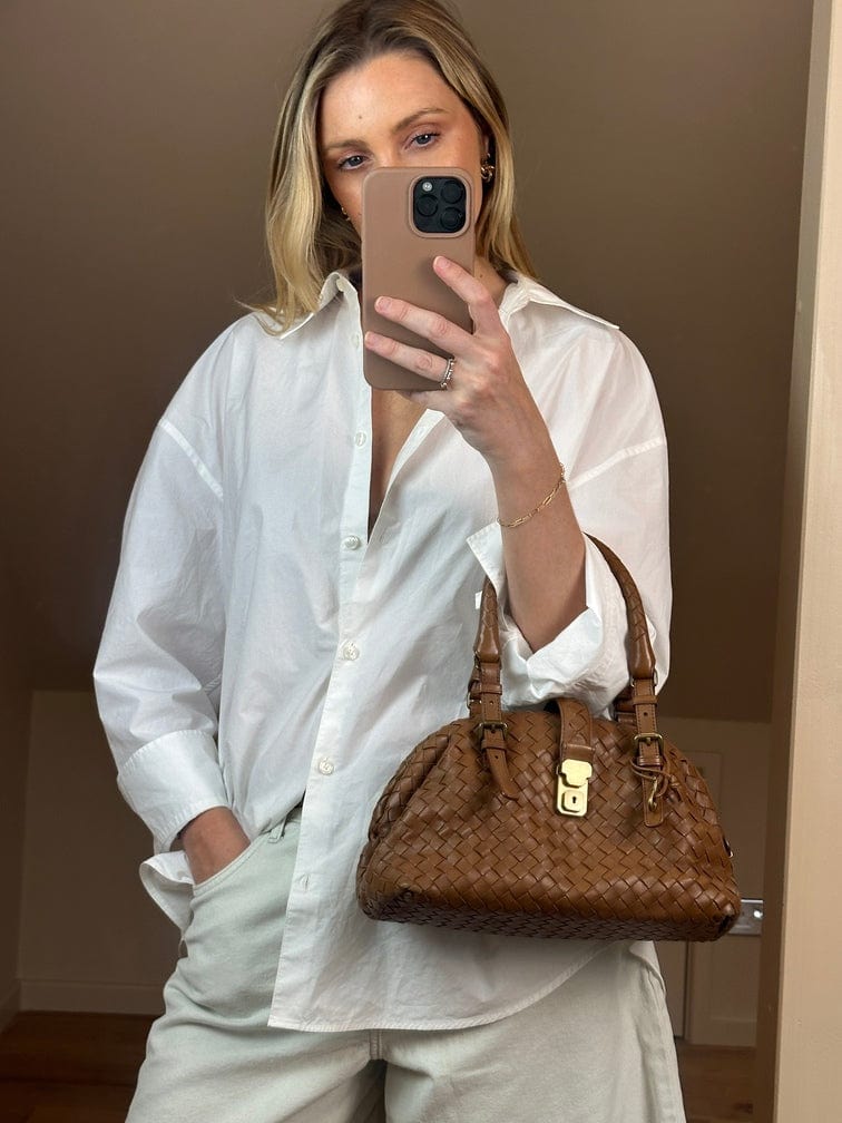 Vintage Bottega Veneta Tan Intrecciato Leather Bag