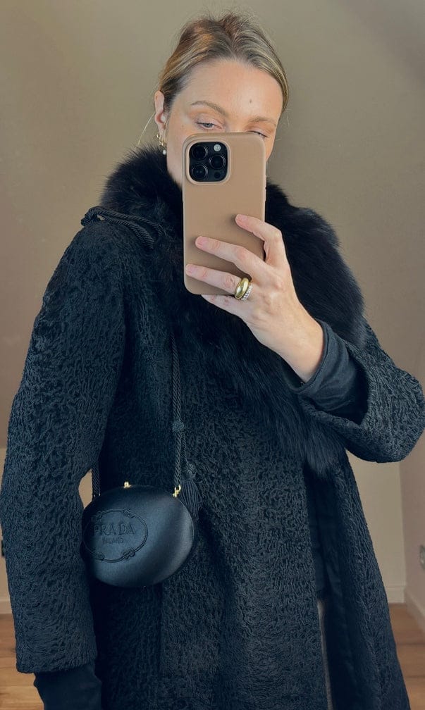 Vintage Prada Black Silk Tassel Evening Bag