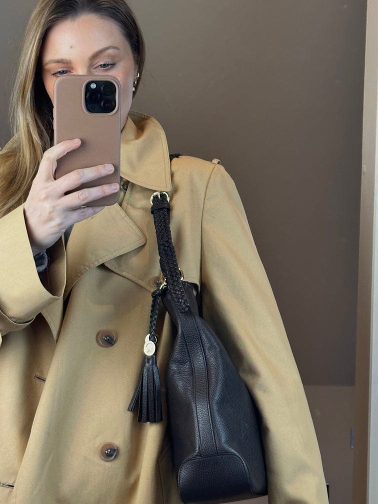 Vintage Gucci Braided Strap Leather Shoulder Bag With Tassel