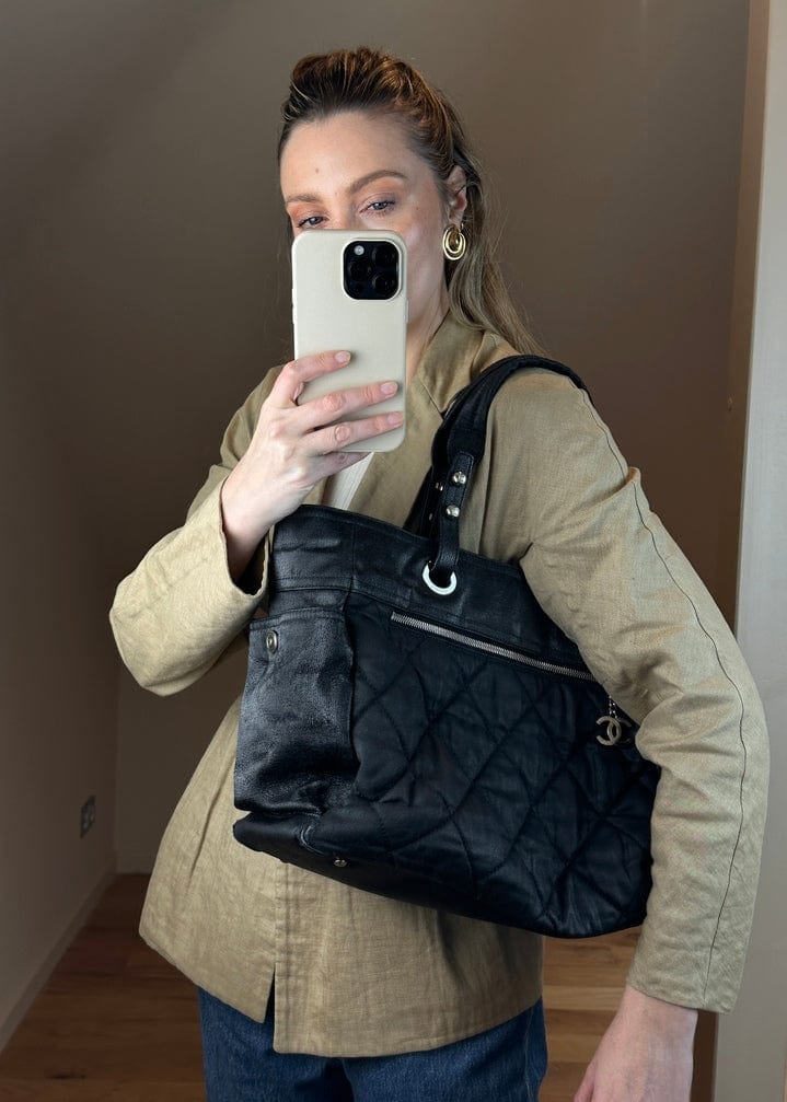 Chanel Paris Biarritz Black Nylon Tote Bag