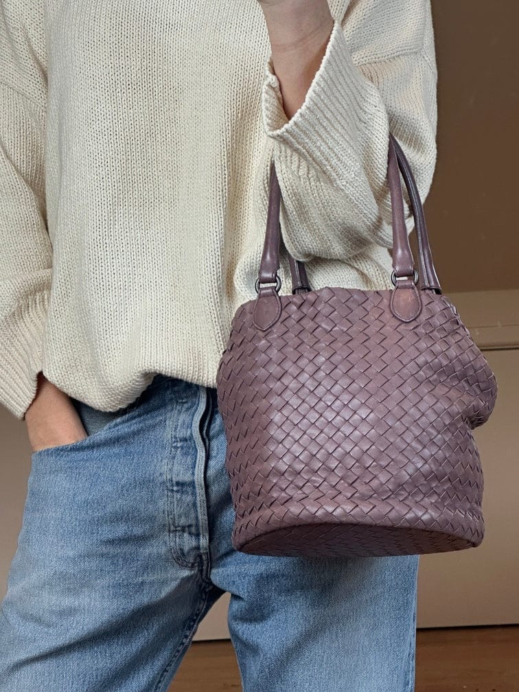 Vintage Bottega Veneta lilac Intrecciato Leather Tote Bag