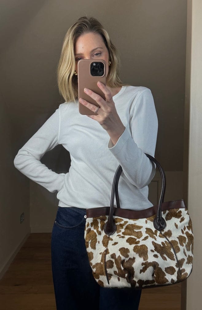 Vintage Cow Print Calf Hair Shoulder Bag