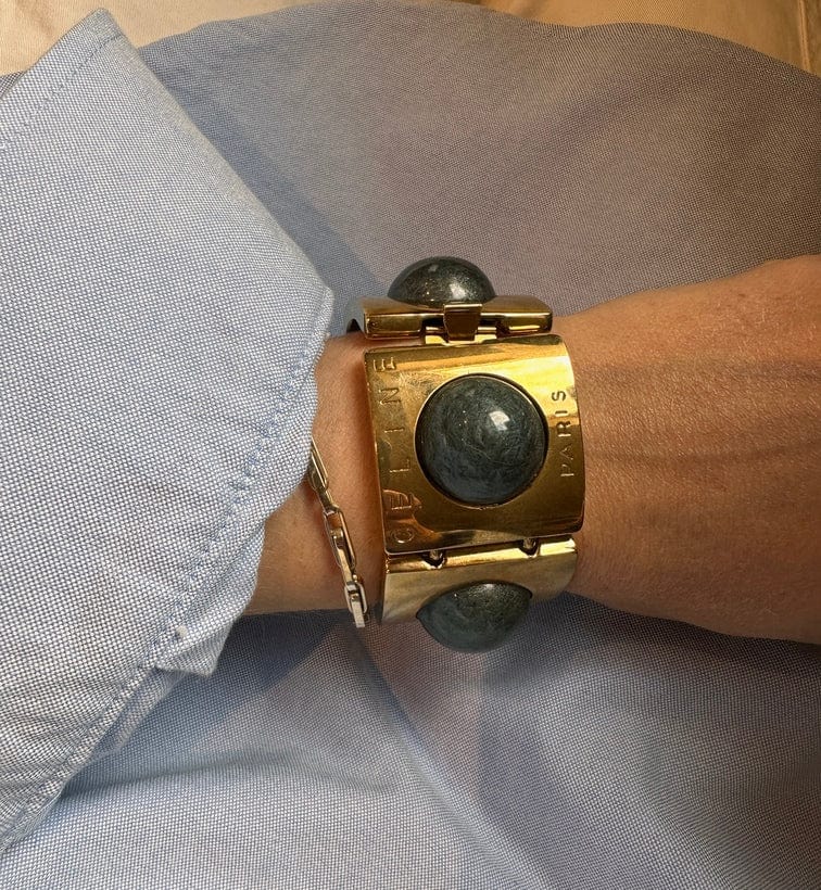 Vintage Celine Gold-Tone Cabochon Bracelet