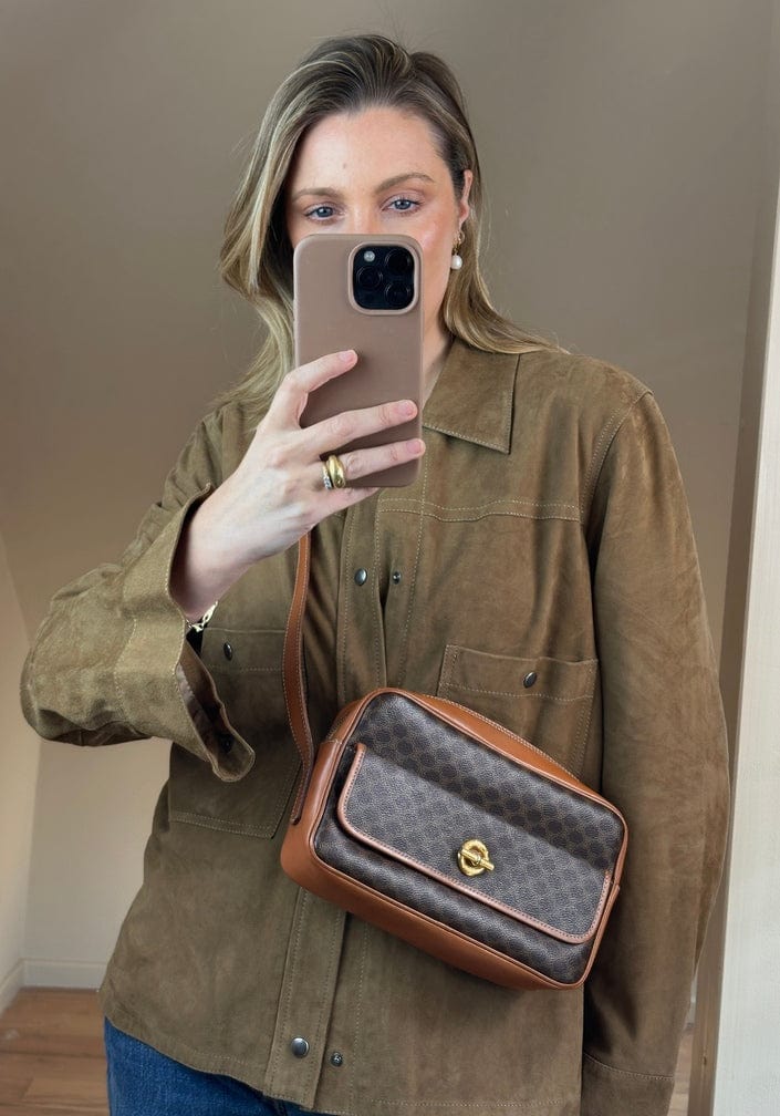 Vintage Celine Macadam Tan Crossbody Bag