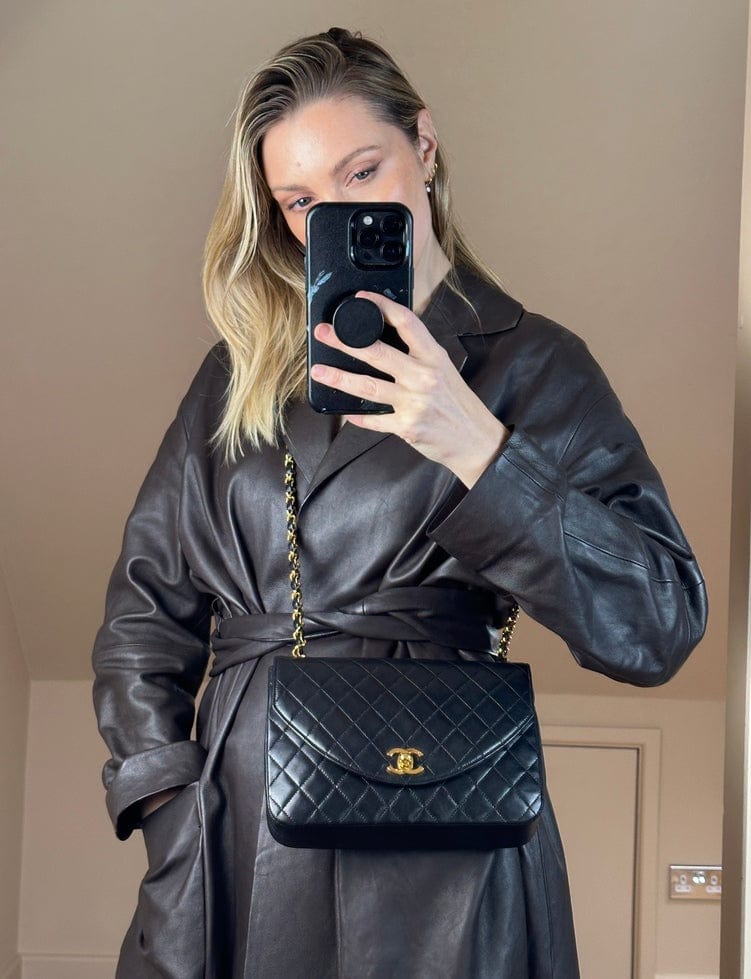 Chanel Vintage Black Single Flap with 24k gold plated hardware