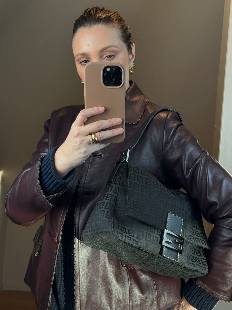 Vintage Fendi Mamma Baguette - Black Zucchino Canvas