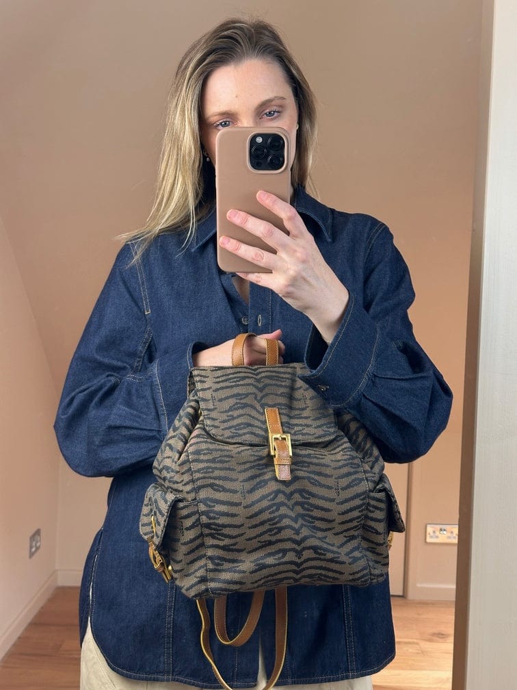 Vintage Fendi Backpack in a Tiger Jacquard Canvas