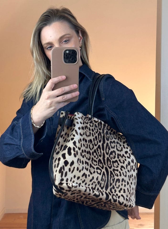 Vintage Tods Tote Bag in Leopard Print Calf Hair