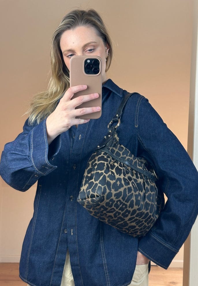 Vintage Fendi Leopard Print Chef Shoulder Bag