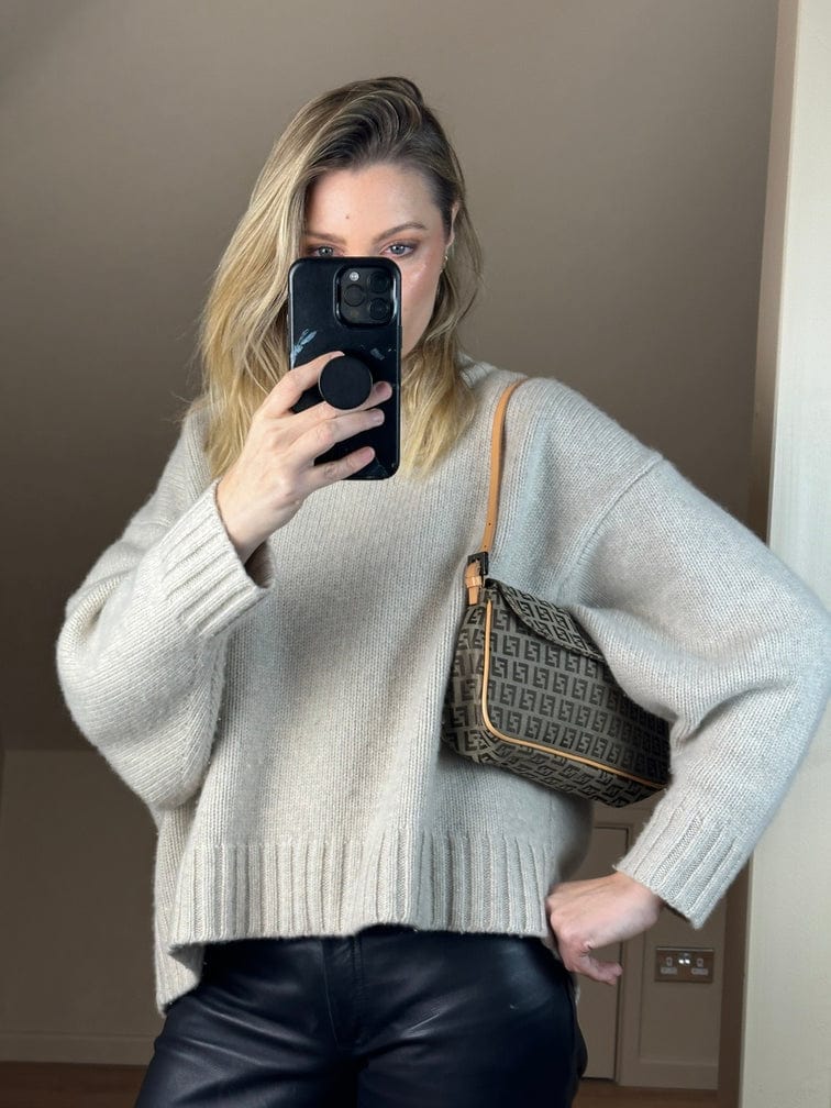 Vintage Fendi Zucchino Canvas Shoulder Bag