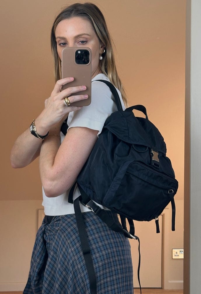 Vintage Prada Navy Nylon Small Backpack