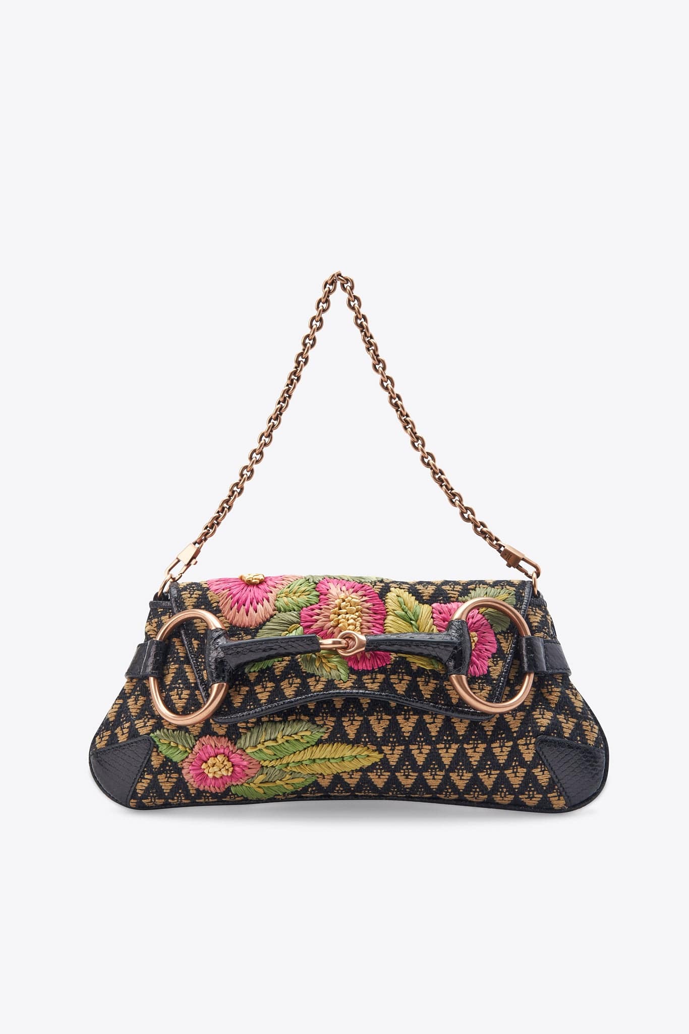 Vintage Tom Ford Gucci Raffia Horsebit Bolso con cadena