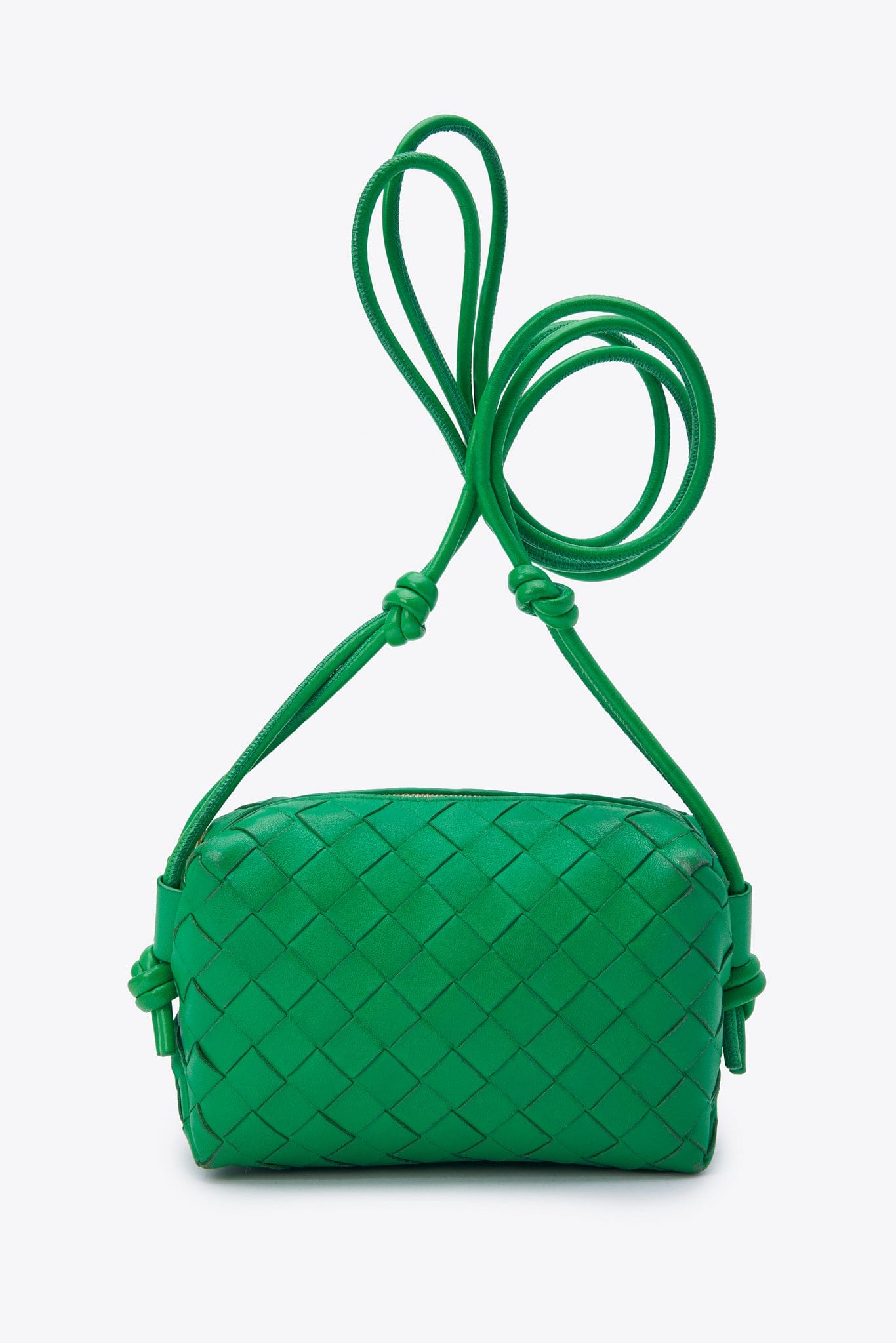 Bottega Veneta Green Loop Intrecciato Leather Crossbody Bag
