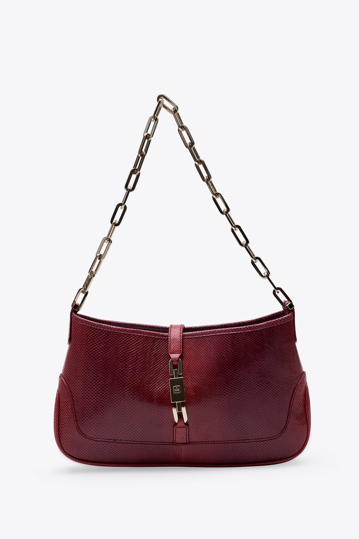 Vintage Gucci Red Lizard Chain Jackie Shoulder Bag - Tom Ford Era