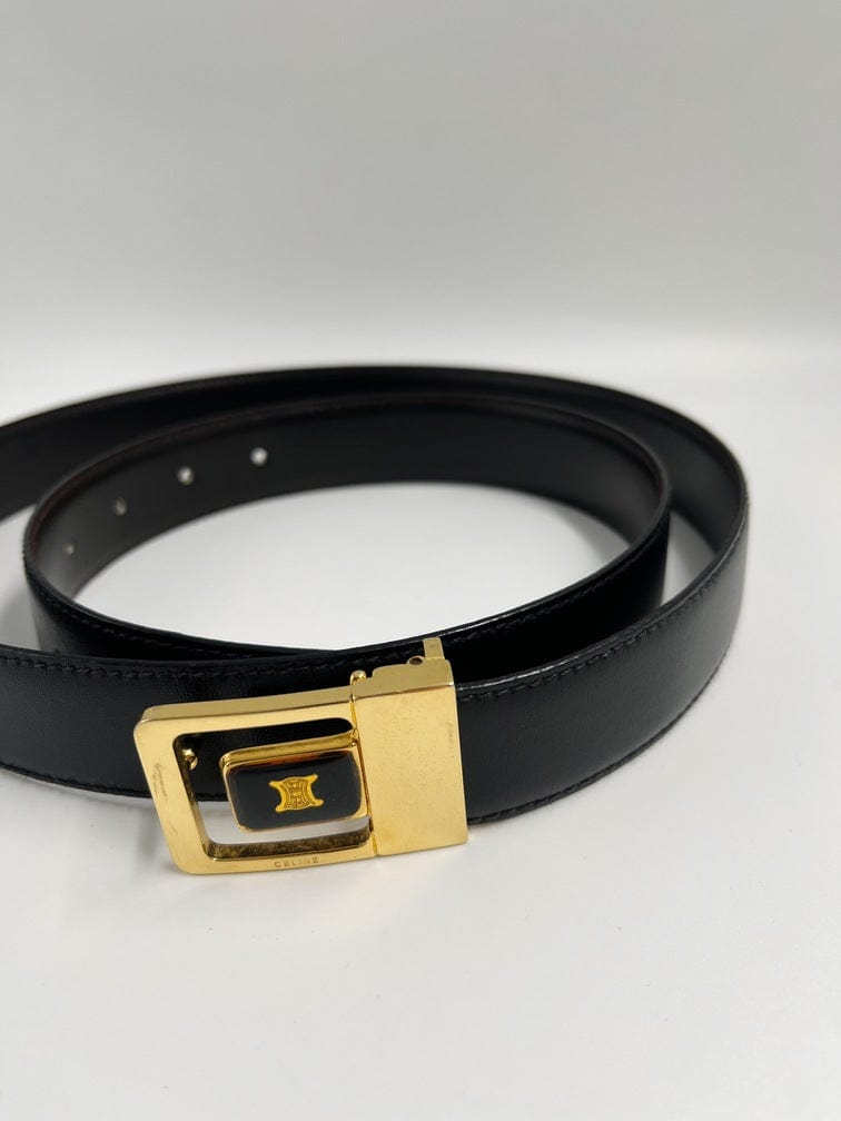 Celine // Black & Gold Logo Triomphe Belt – VSP Consignment