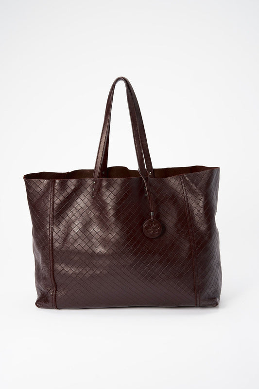 Bottega Veneta Brown Leather Tote Bag with Butterfly Charm