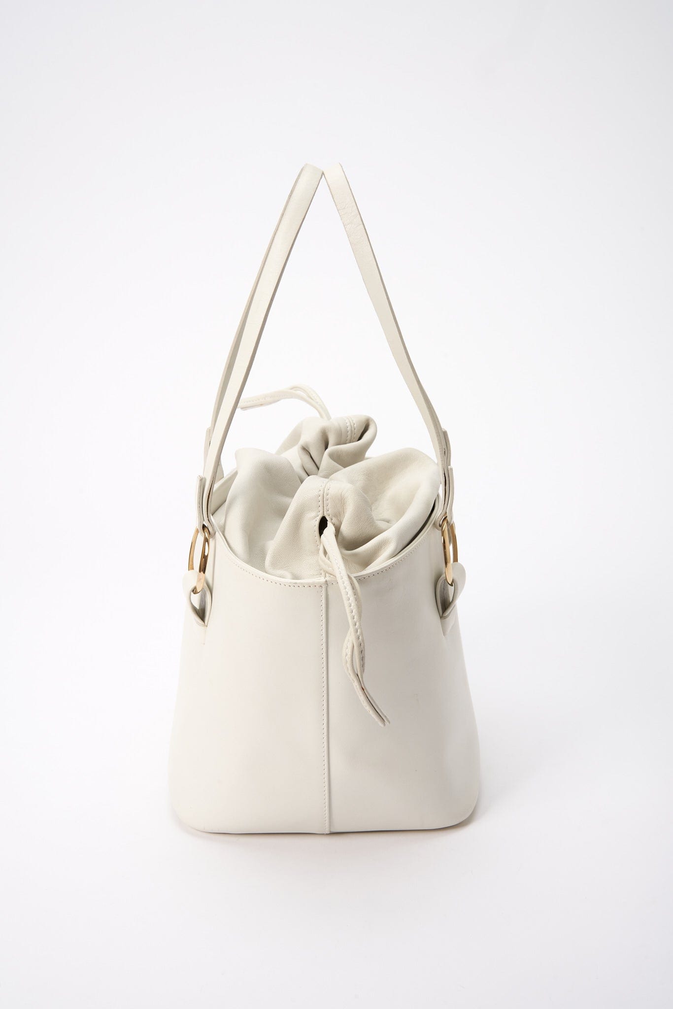 Vintage Loewe Bucket Bag with Drawstring Inner - White