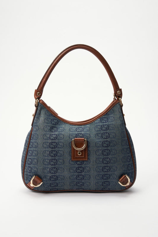 Gucci Blue GG Denim Abbey D-Ring Shoulder Bag