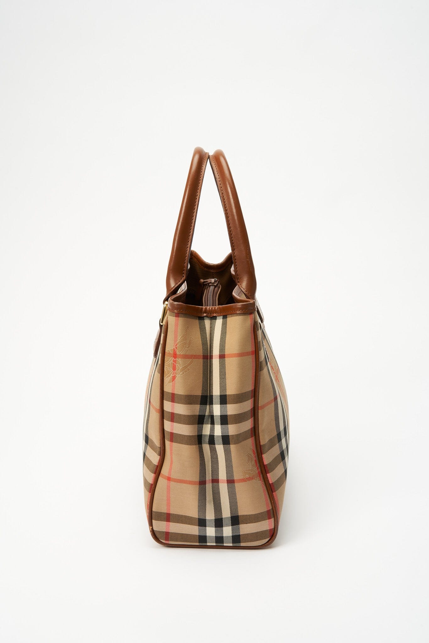 Vintage Burberry Tote Bag With Tan Leather Trim – The Hosta