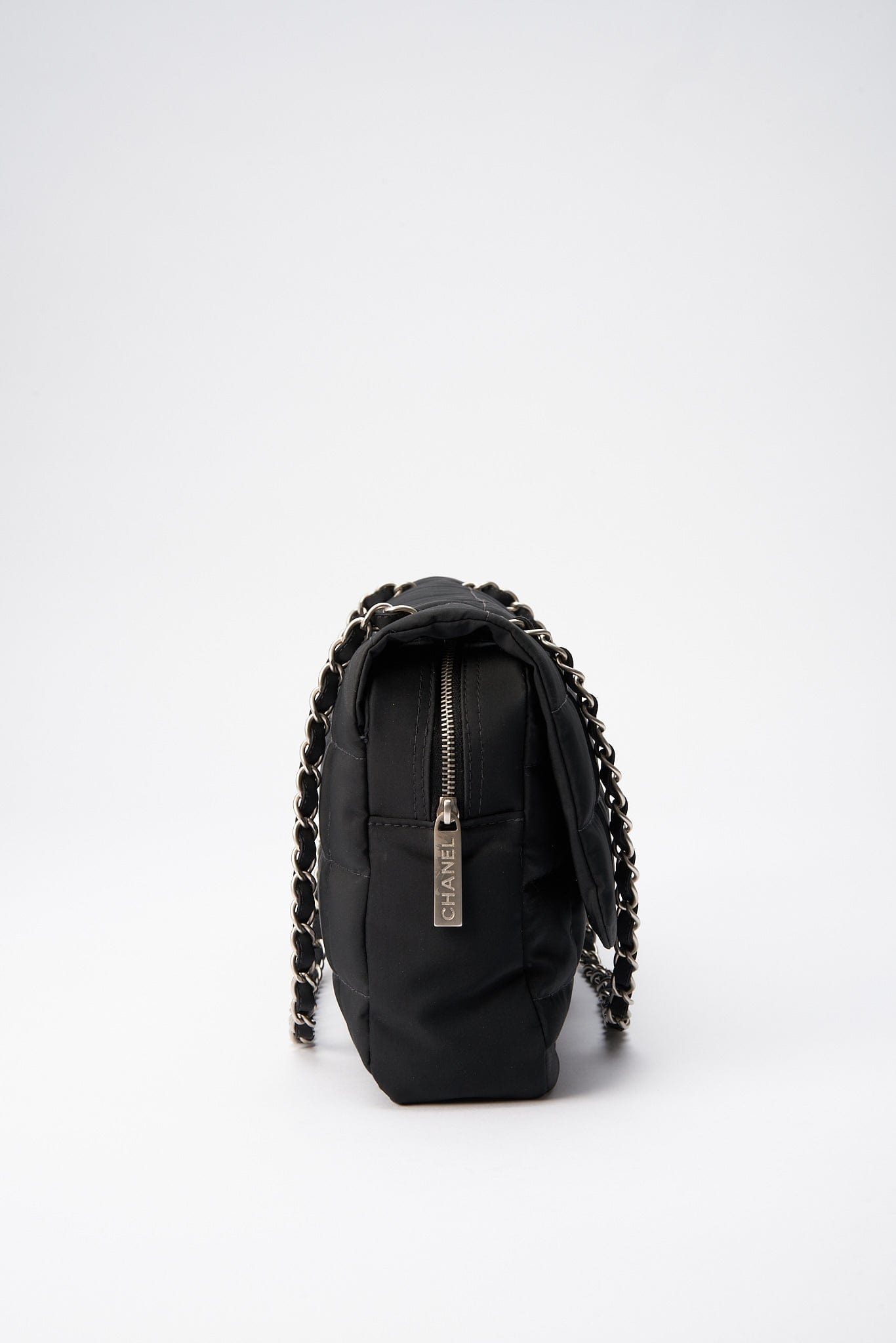 Chanel Black Nylon Large Chocolate Bar Flap Bag