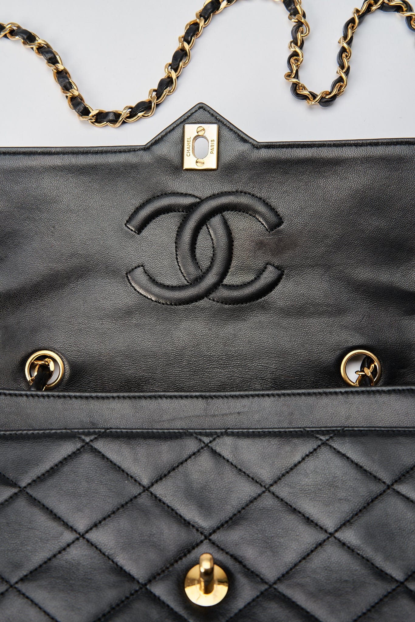 Chanel Vintage Single Flap with 24k gold plated hardware and V design