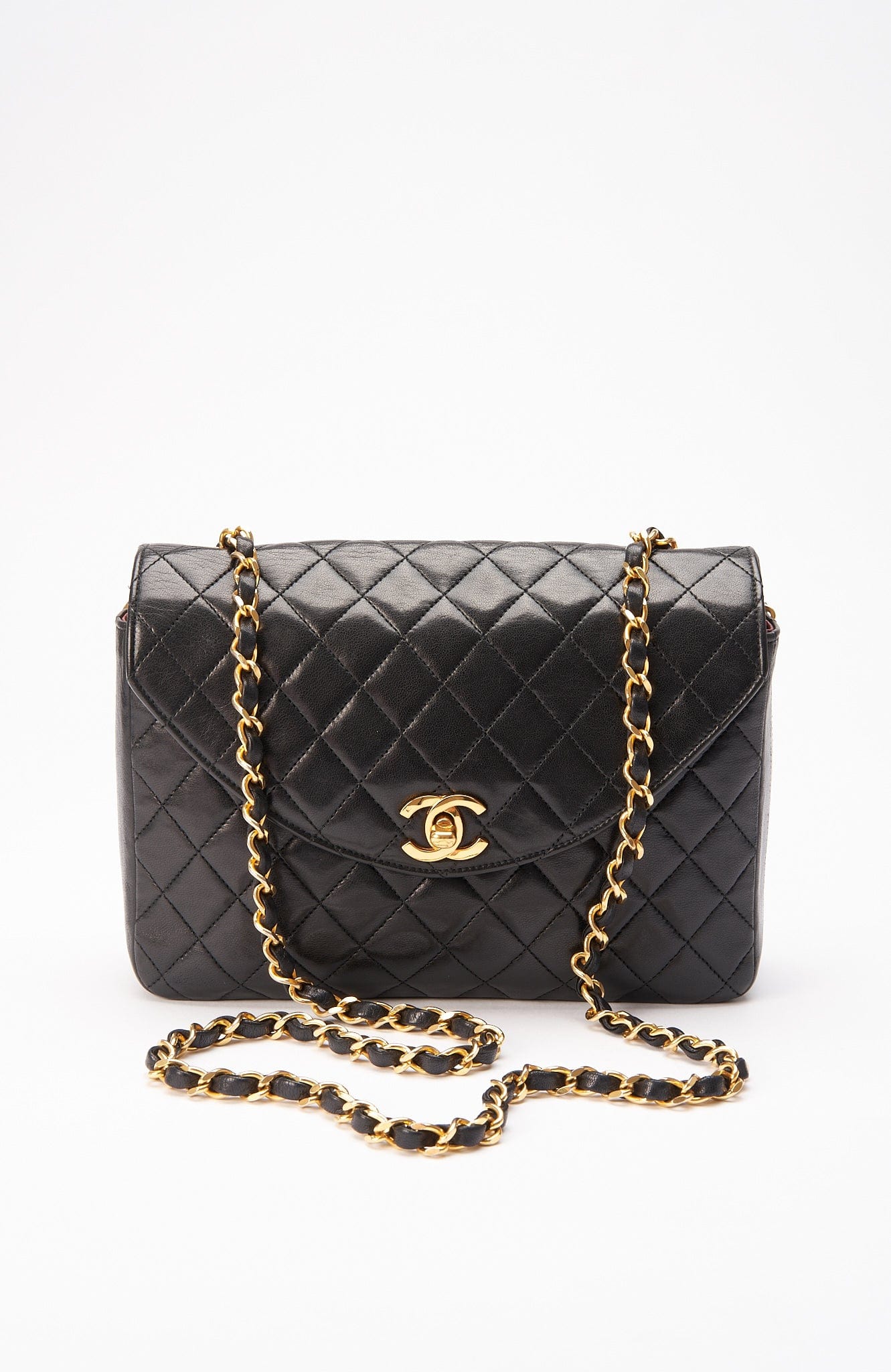 Chanel Vintage Black Single Flap with 24k gold plated hardware