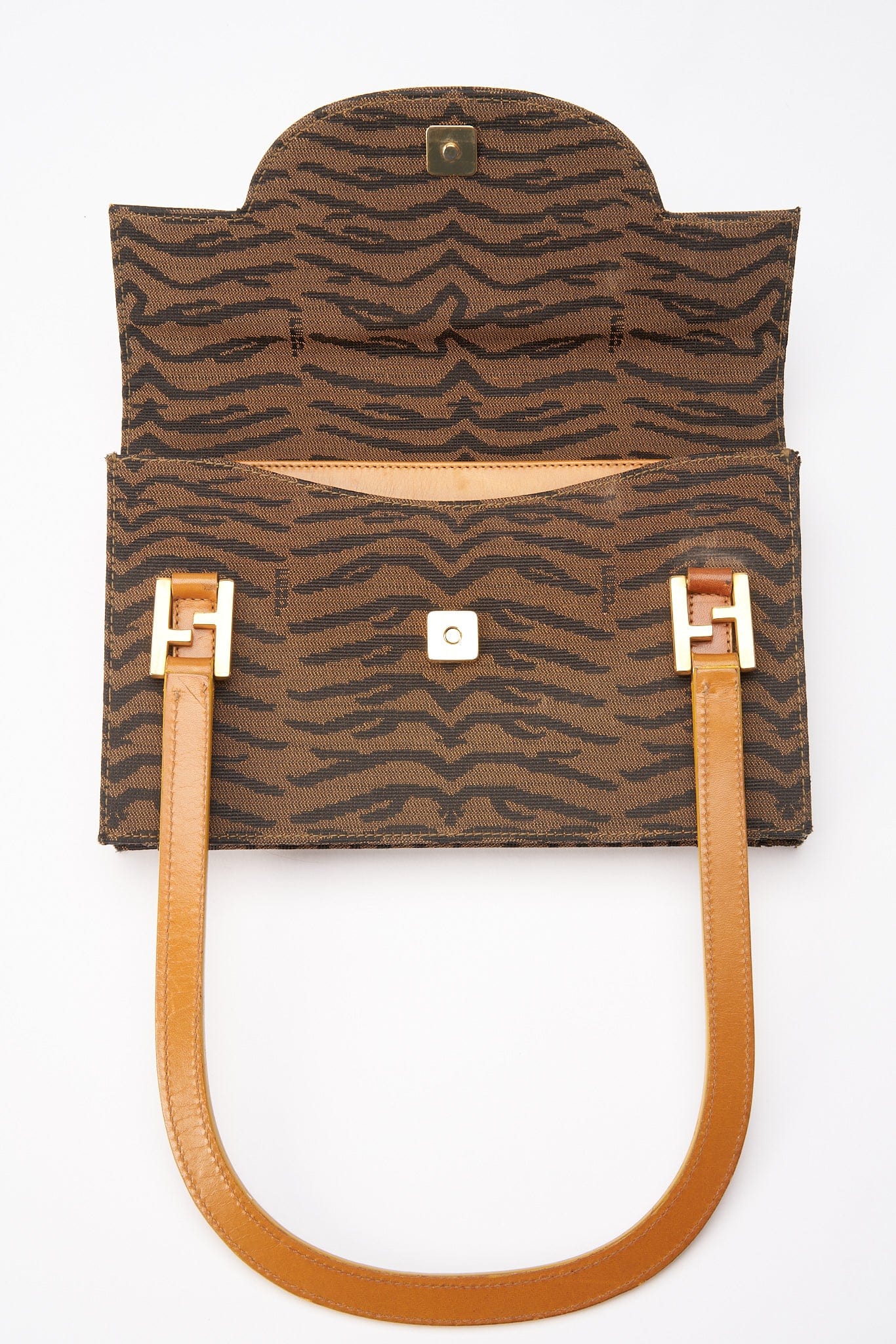 Vintage Fendi Animal Canvas Shoulder Bag