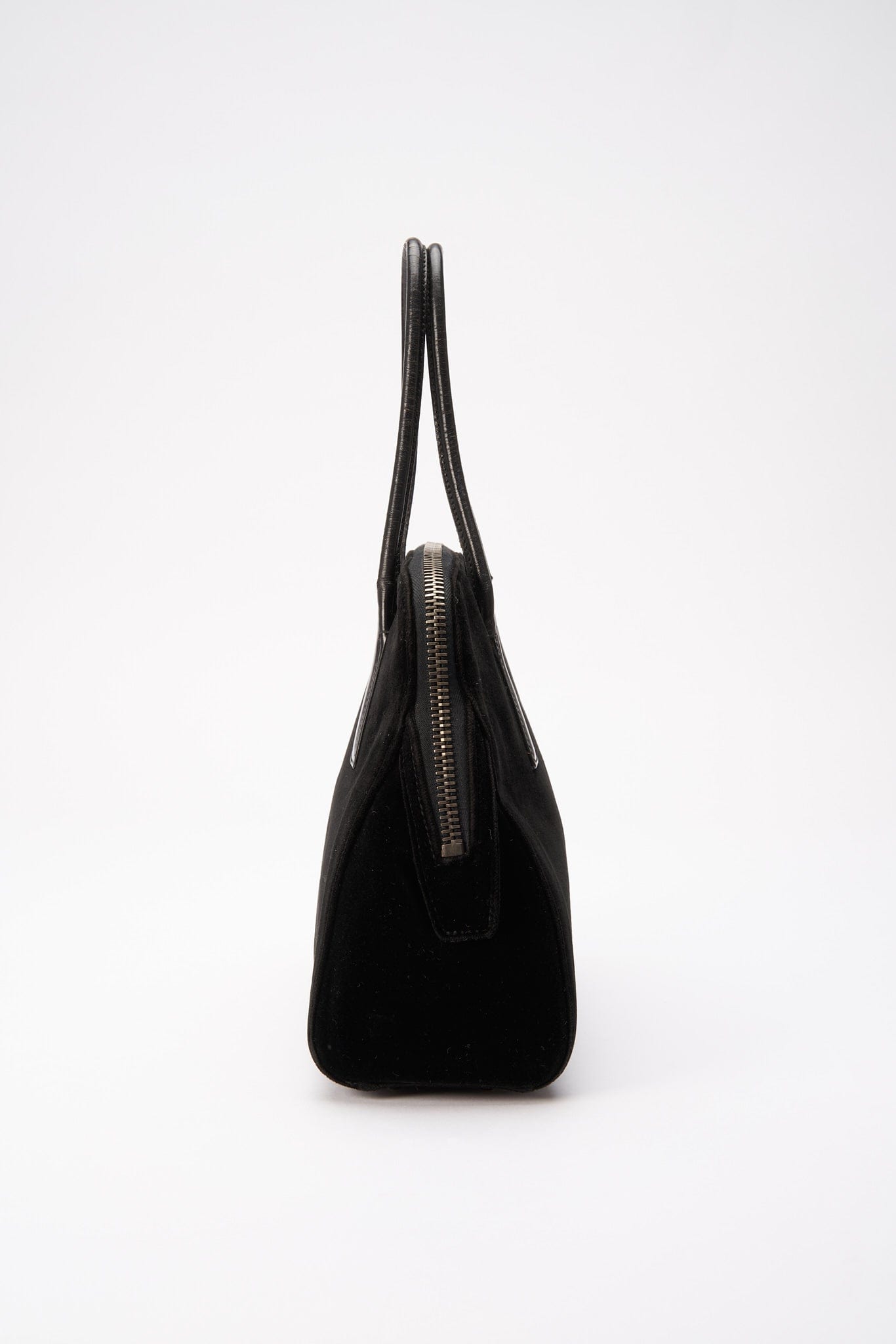 Prada Black Velvet Shoulder Bag with Leather Handles