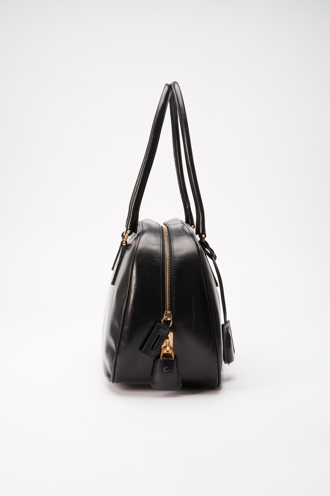 A vintage 90's Prada Black Leather Shoulder Bag