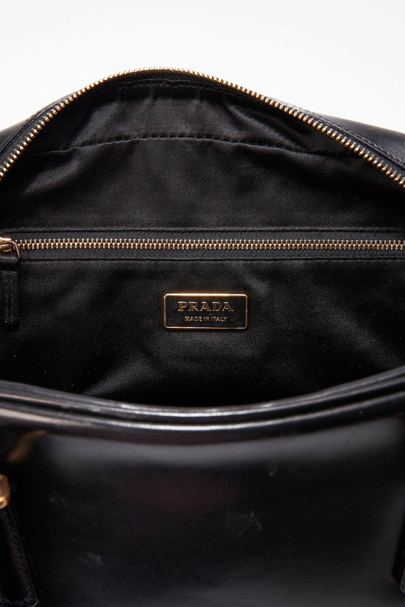 A vintage 90's Prada Black Leather Shoulder Bag