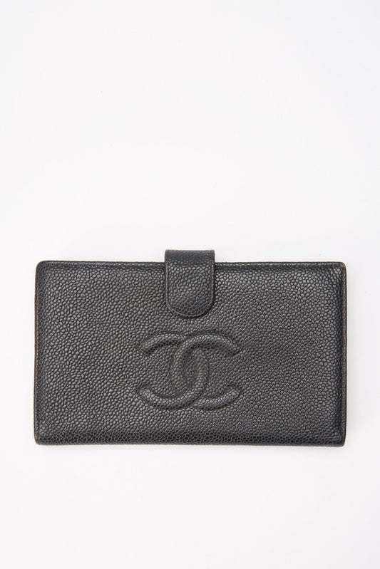 Chanel Black Caviar Leather Vintage Wallet