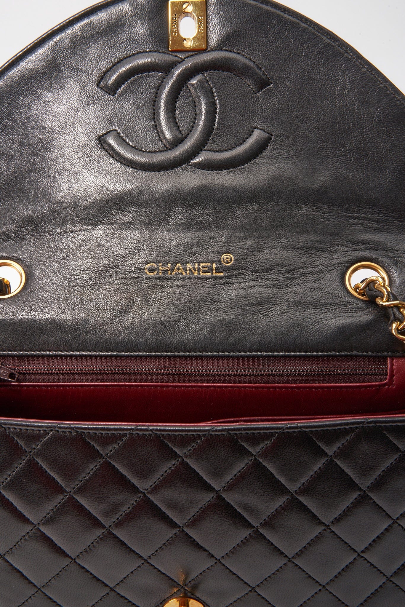 Vintage Chanel Black Single Flap with 24k gold plated hardware