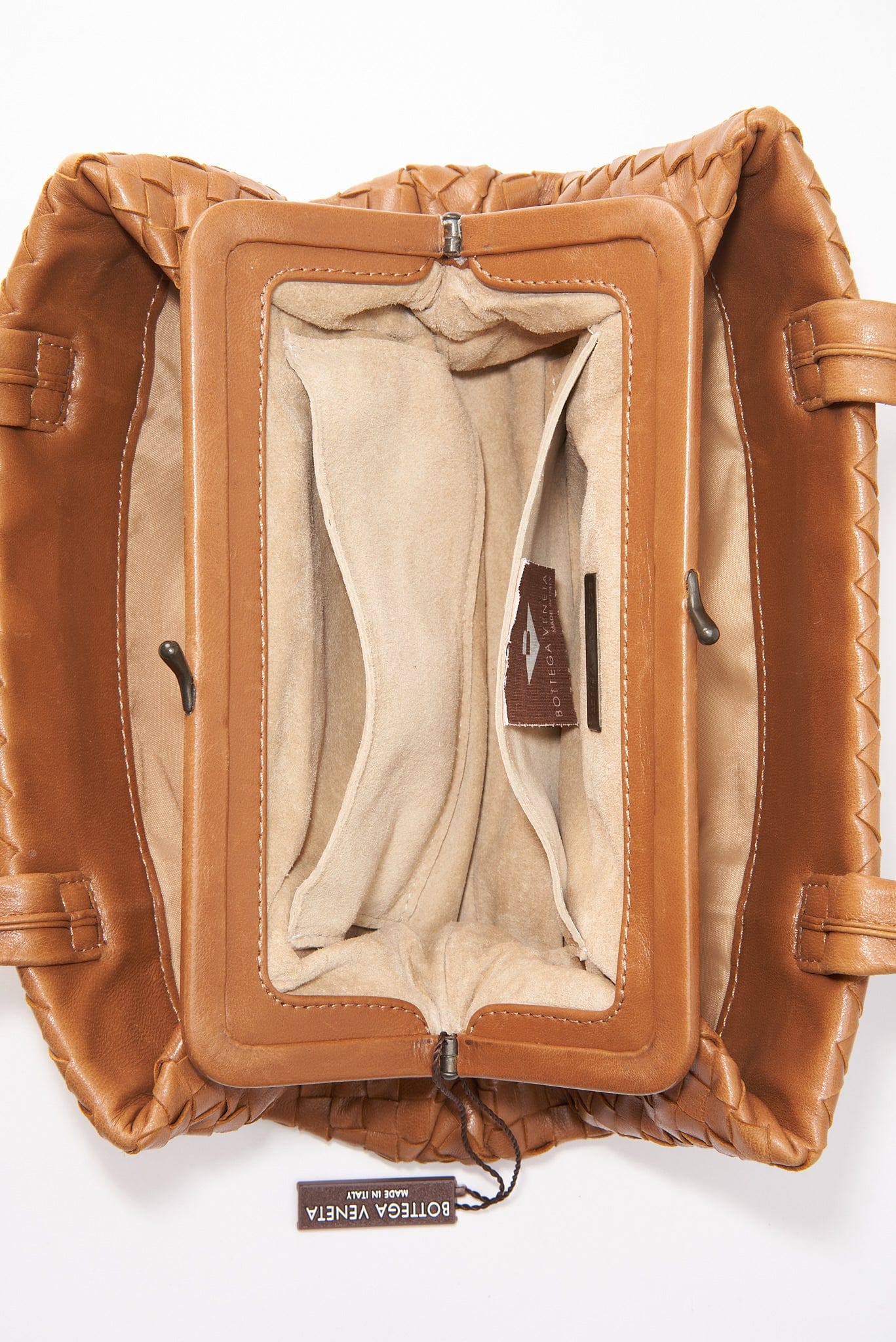 Vintage Bottega Veneta Intrecciato Beige Leather Top Handle Bag
