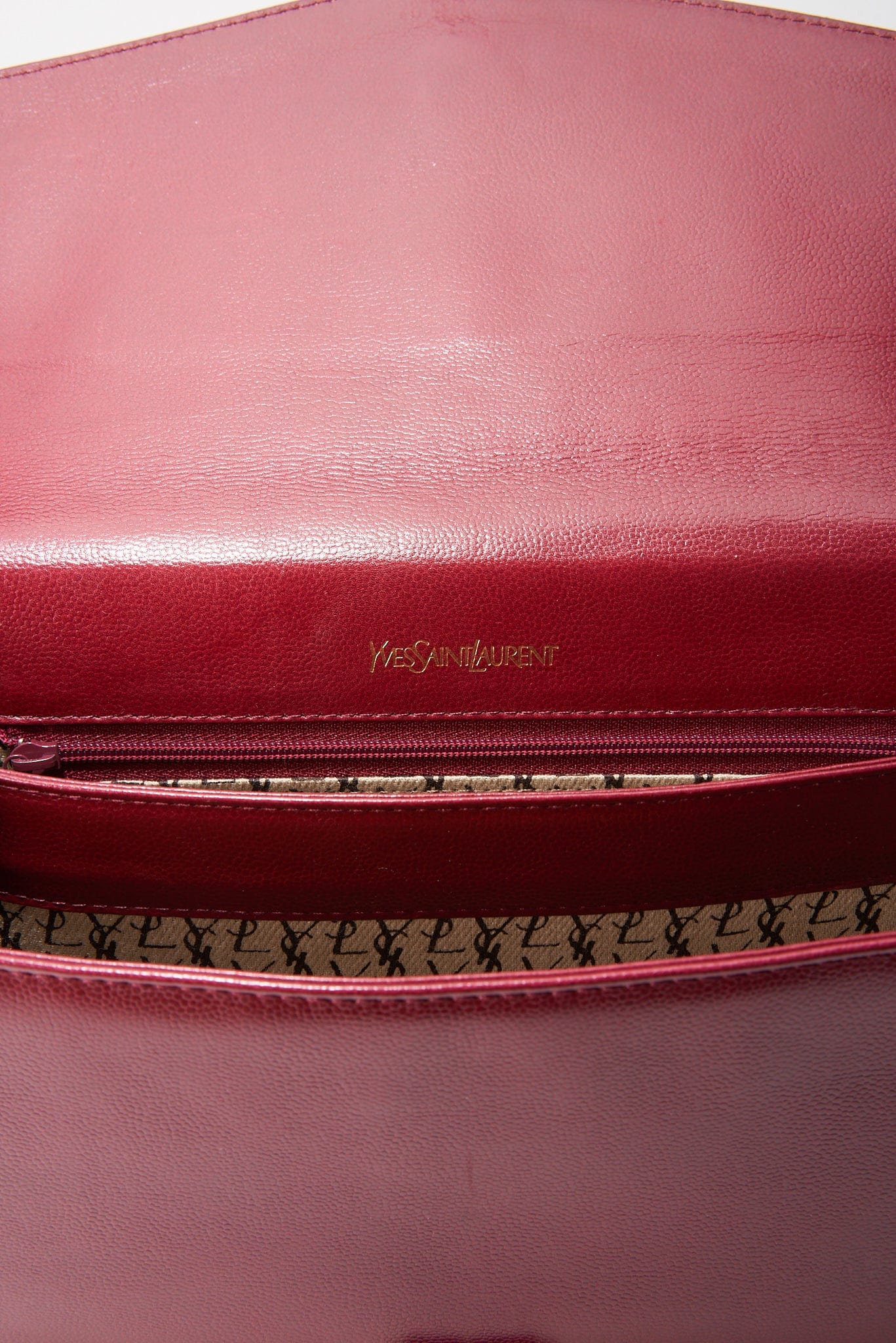 Vintage Red Leather YSL Leather Satchel Handbag