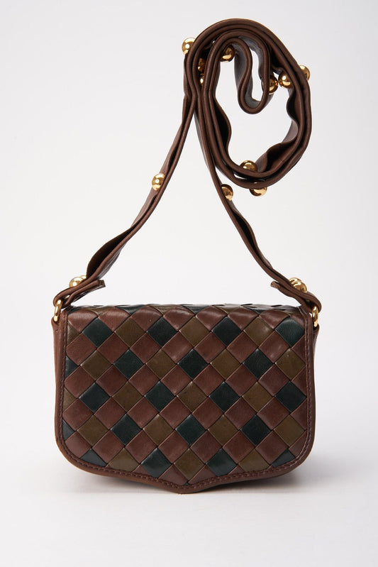 Bottega Veneta Intrecciato Leather Crossbody Bag with Studded Strap