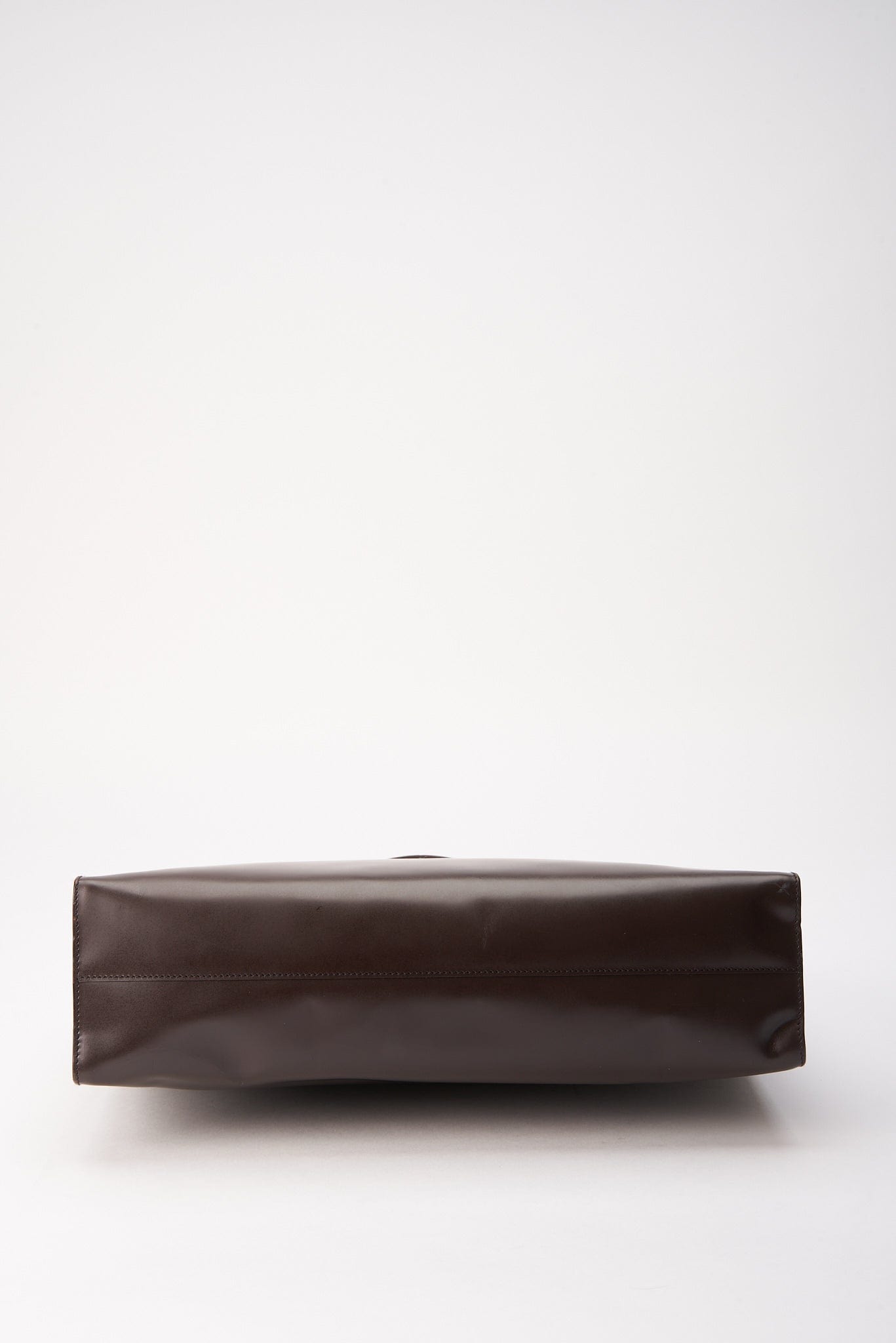 A vintage 90's Prada Brown Leather Shoulder Bag with Hard Frame