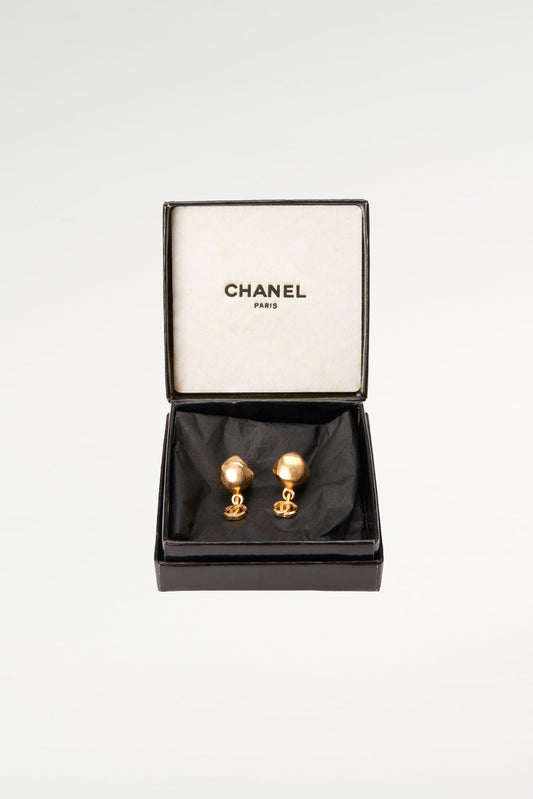 Vintage Chanel CC Drop Stud Earrings