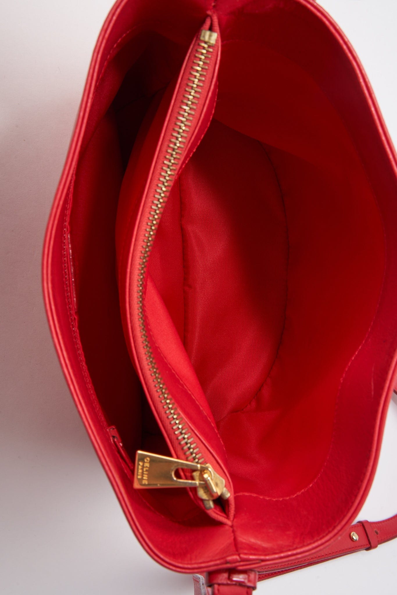 Vintage Celine Red Leather Bucket Bag
