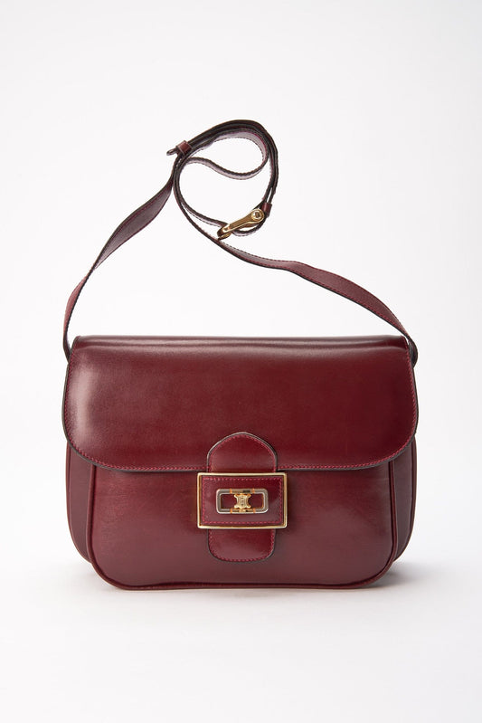 Vintage Celine Sulky Box Bag - Burgundy Leather