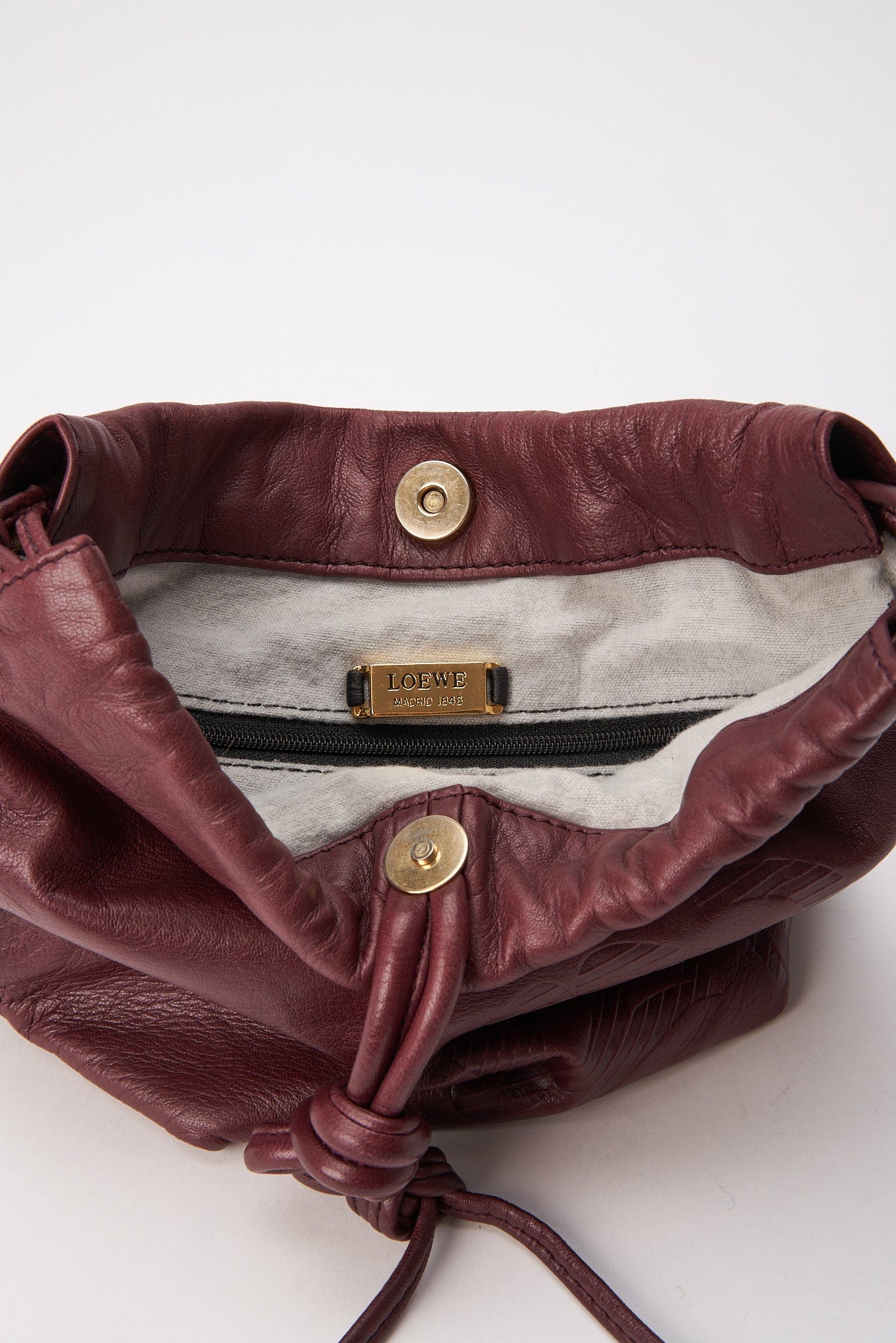 Vintage Loewe Leather Drawstring Bag