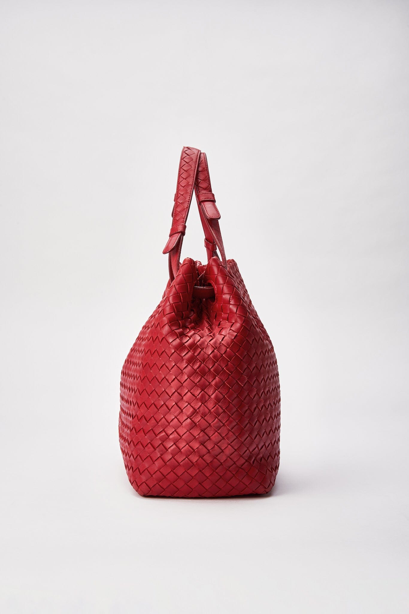 Vintage Bottega Veneta Red Intrecciato Leather Shoulder Bag