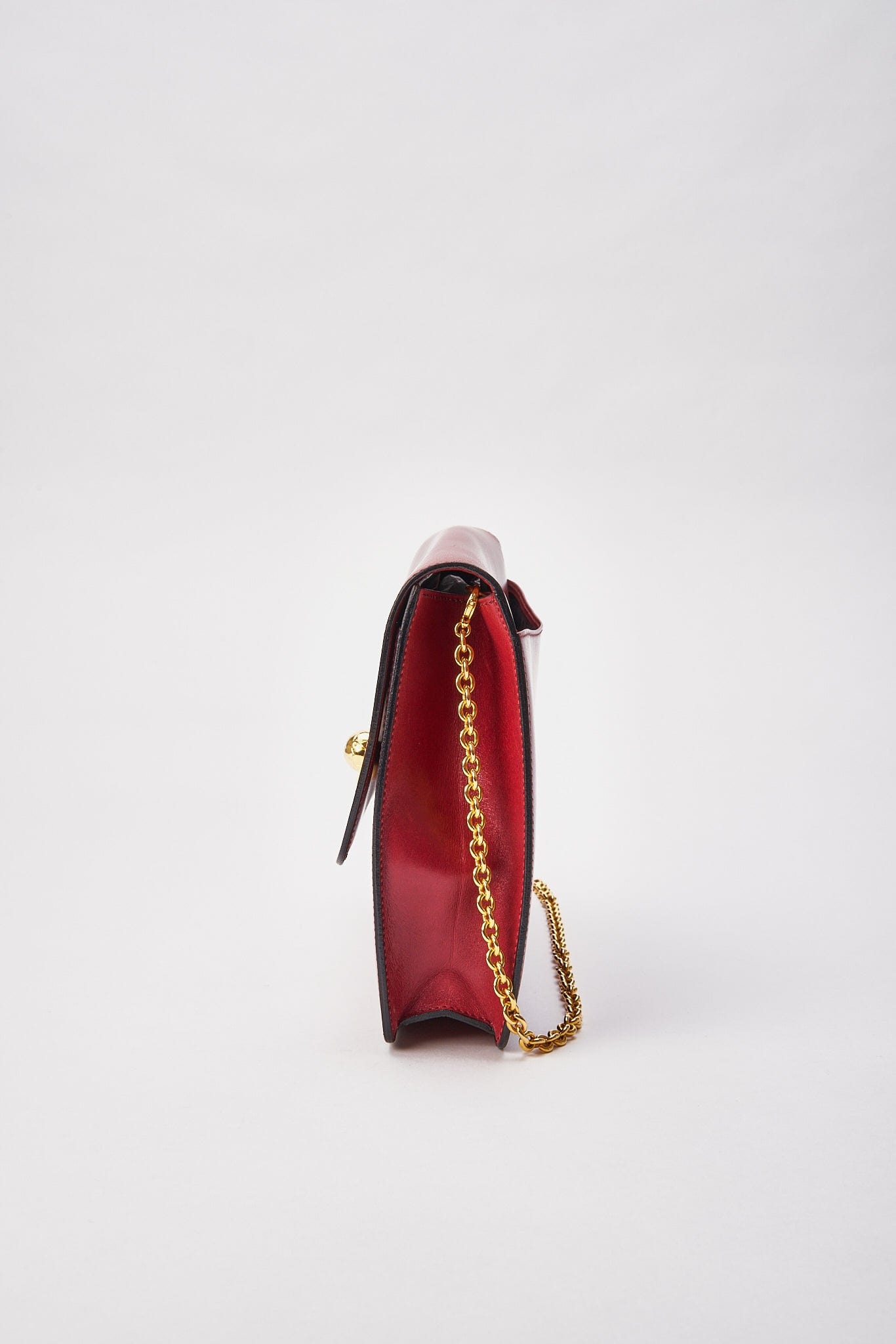 Vintage Celine Bag With Chain - Burgundy Leather