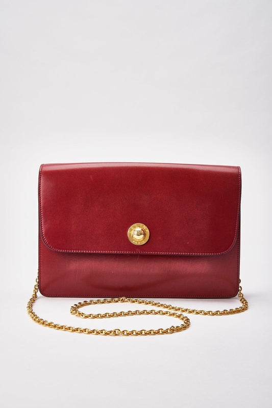 Vintage Celine Bag With Chain - Burgundy Leather