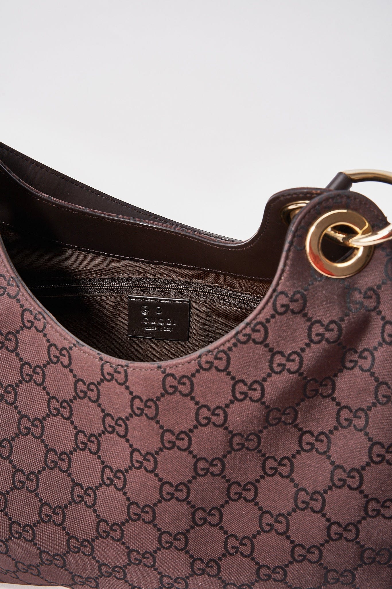 Gucci Vintage Brown Nylon Monogram Shoulder Bag