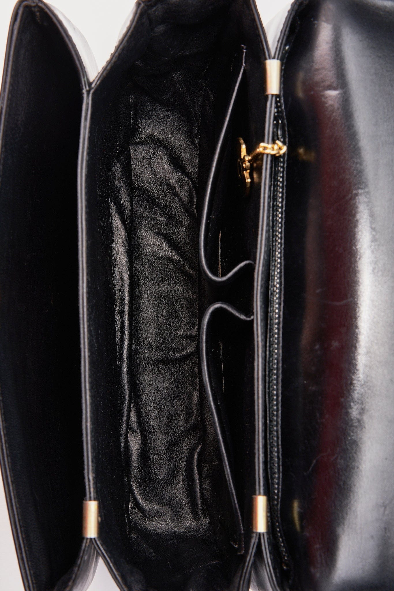 Vintage Celine Black Leather Triomphe Box Bag