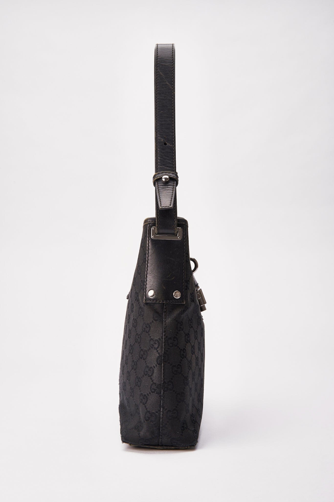 Vintage Gucci Black Shoulder Bag with Pistol Lock