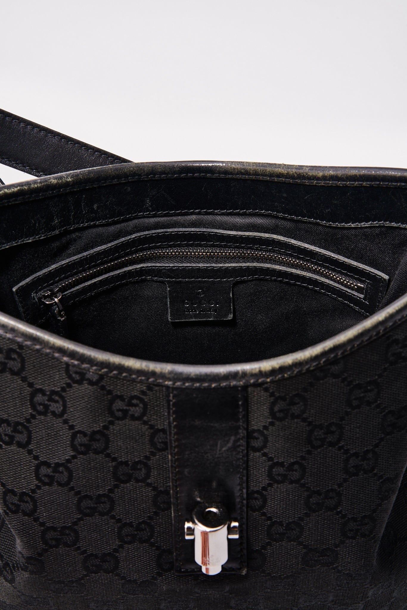 Vintage Gucci Black Shoulder Bag with Pistol Lock