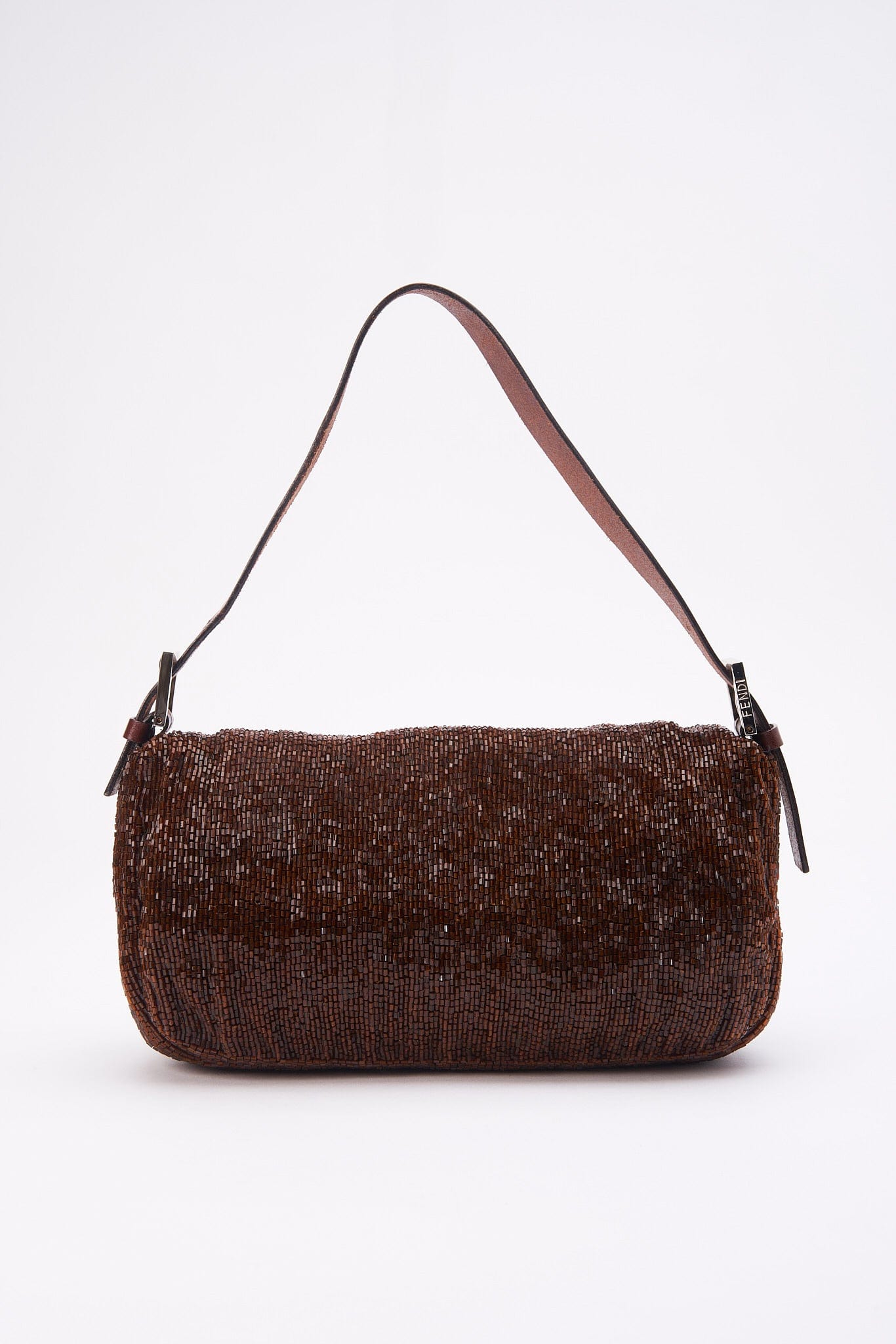Fendi Brown Sequin Beaded Baguette Bag
