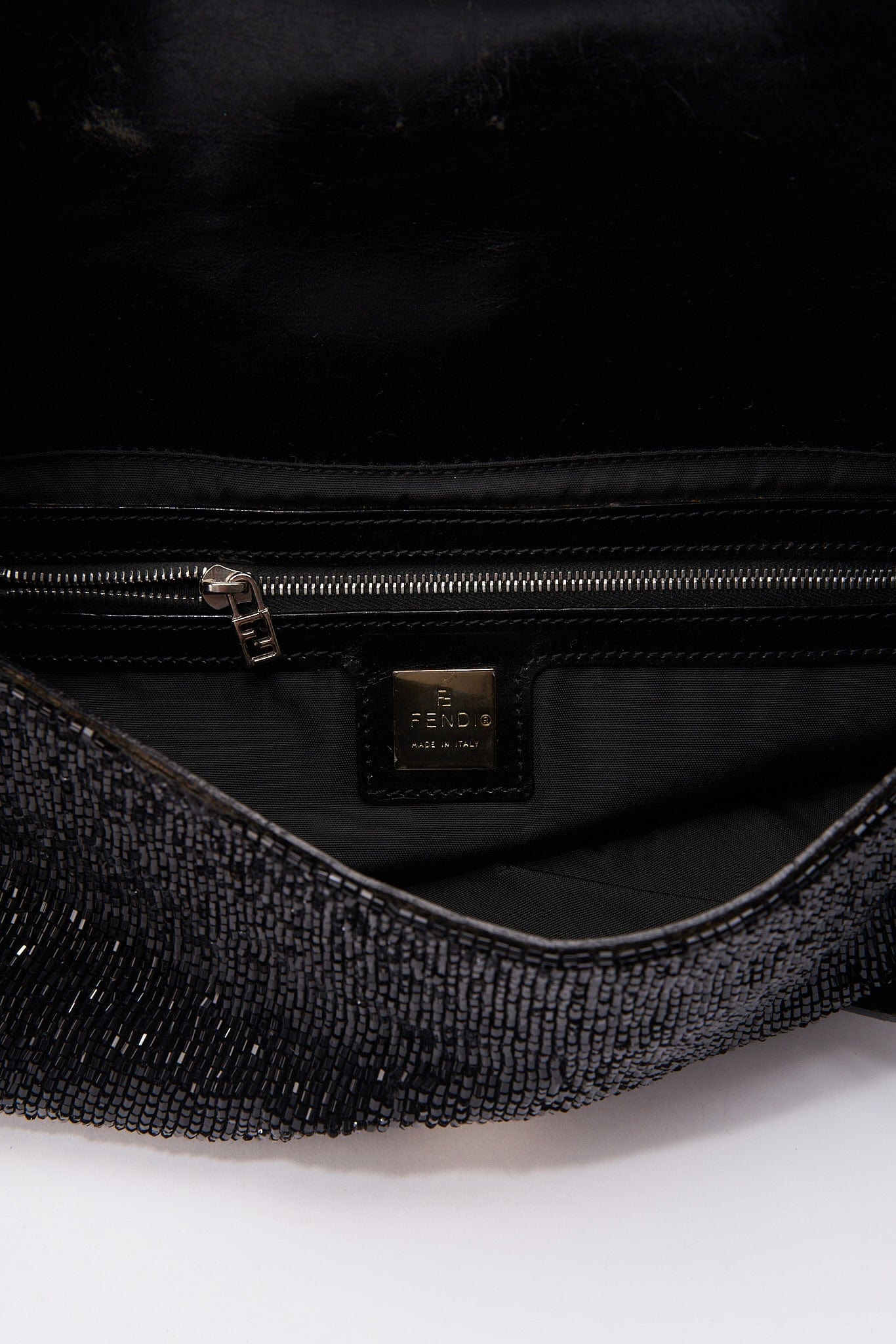 Fendi Black Sequin Beaded Baguette Bag