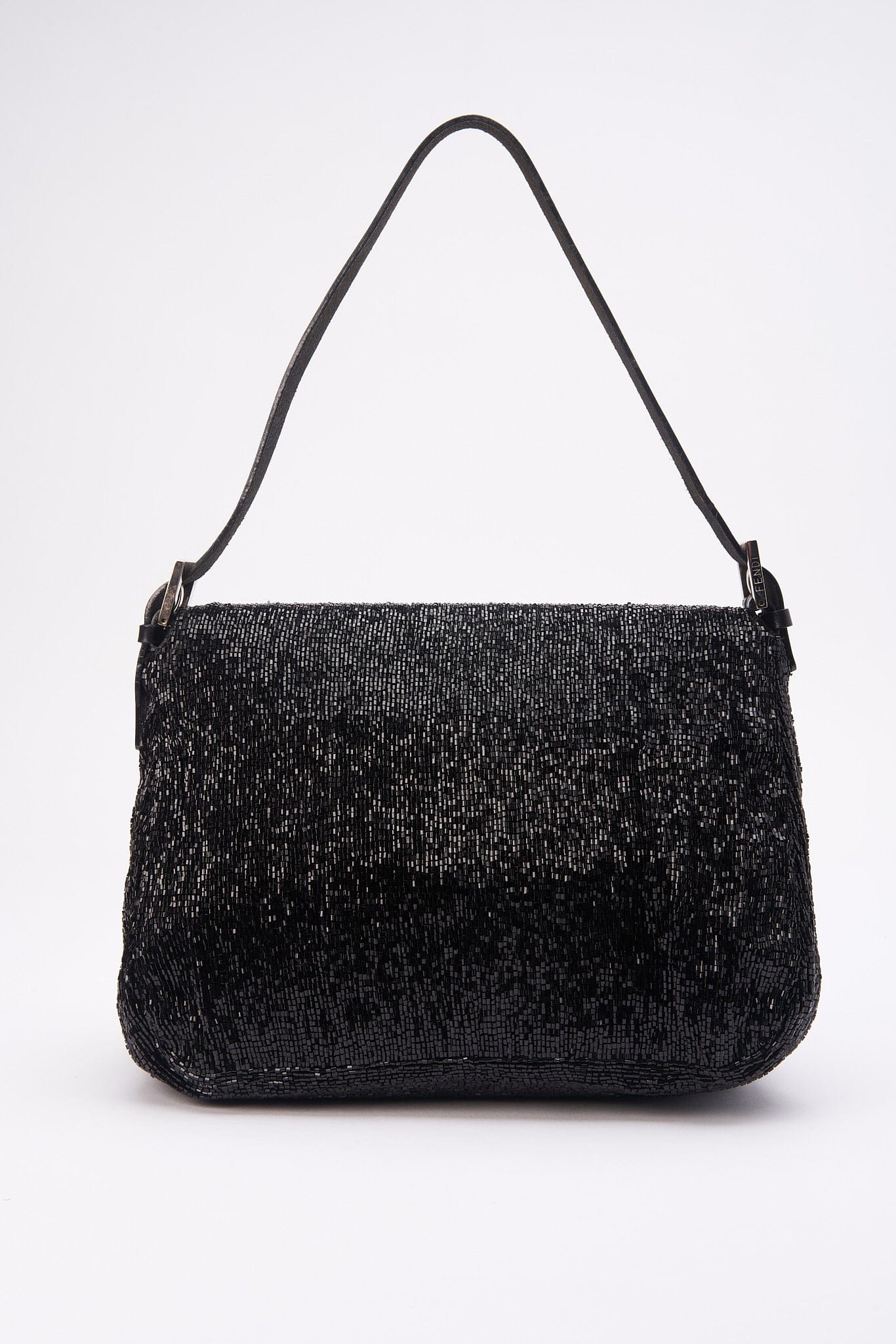 Fendi Black Sequin Beaded Mamma Baguette Bag